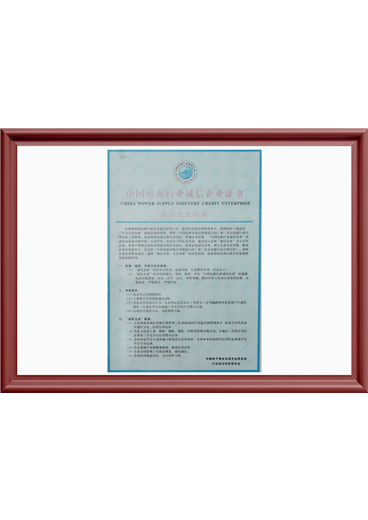 中国电源行业诚信企业2